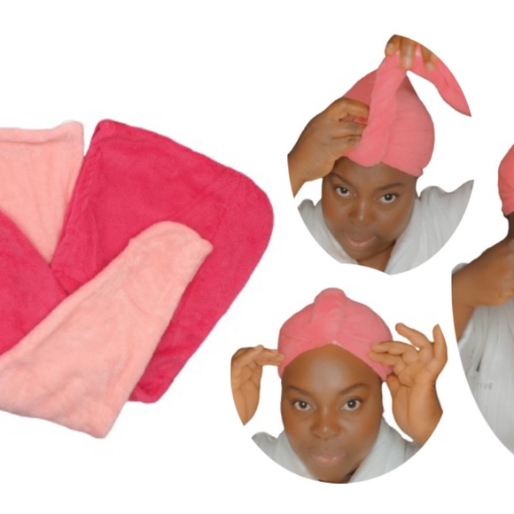 Head wrap microfiber towels color:red Rose & pink - Picture 2 of 2